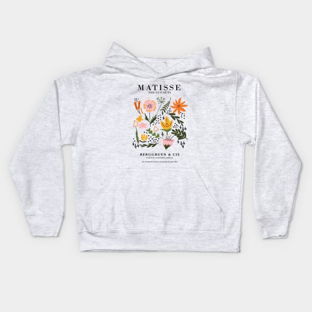 Matisse Flower Exhibition Design, Henri Matisse Cut Outs Kids Hoodie by VanillaArt